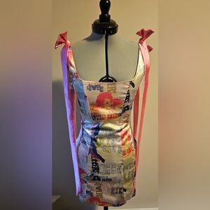 Elsie & Fred satin cherub dress, Size XS with detachable bows